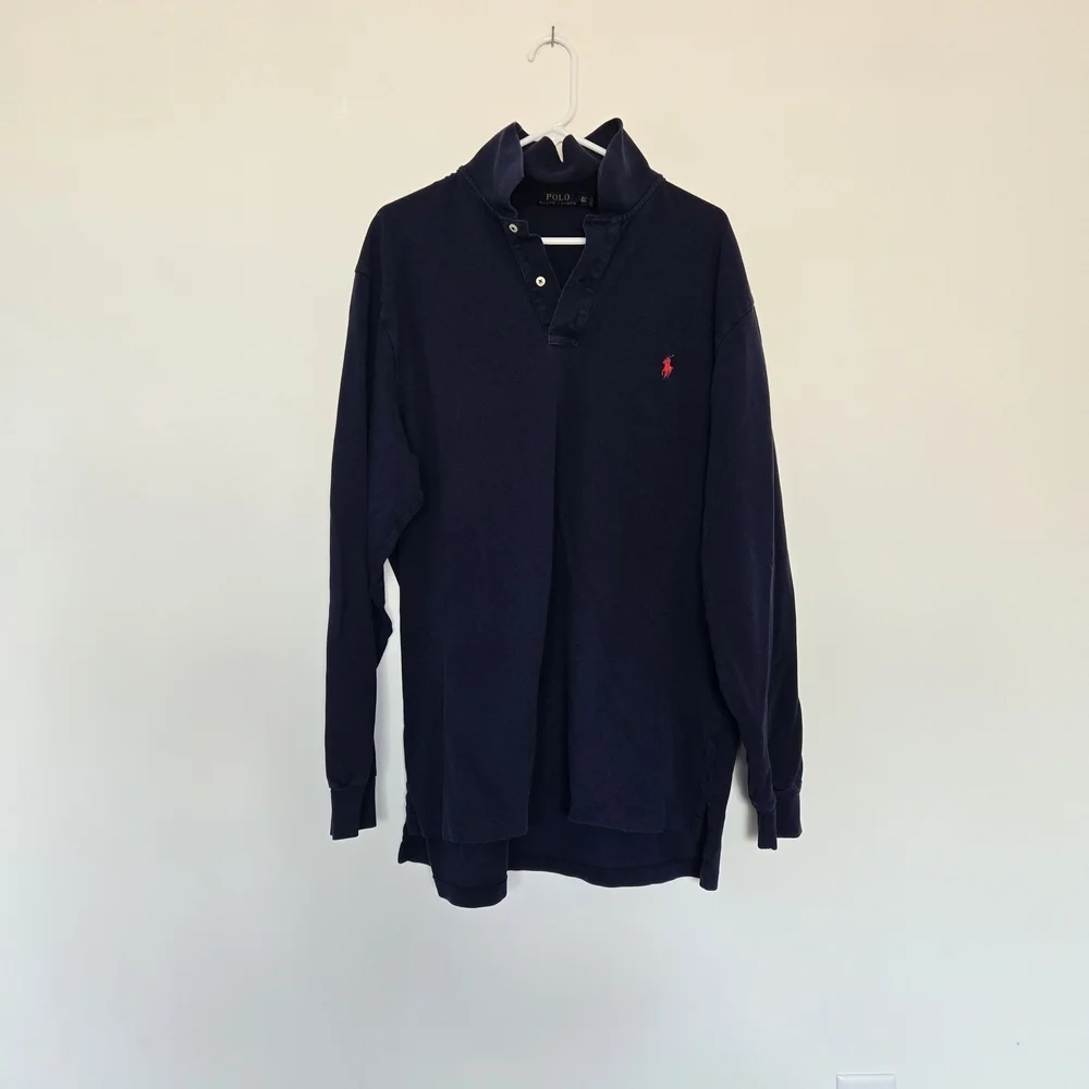 Polo by Ralph Lauren Men's Navy Long Sleeve Polo Shirt 100% Cotton Preppy XLT